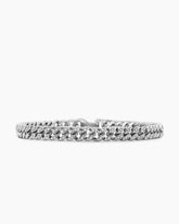 Curb Chain Bracelet in Sterling Silver with Diamonds, 6mm